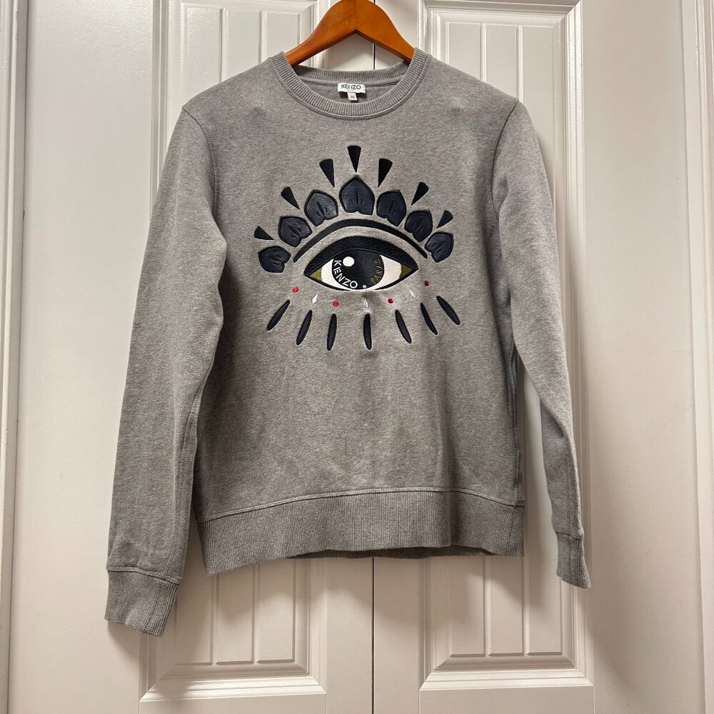 Kenzo Paris Eye Embroidered Crewneck Grey